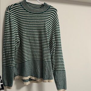Liz Claiborne Teal and Beige Striped Sweater